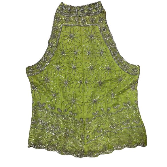 Vintage Daisy Flower Beaded Sleeveless Silk Top by Mark And John by Gopal LG NWT - Picture 4 of 7